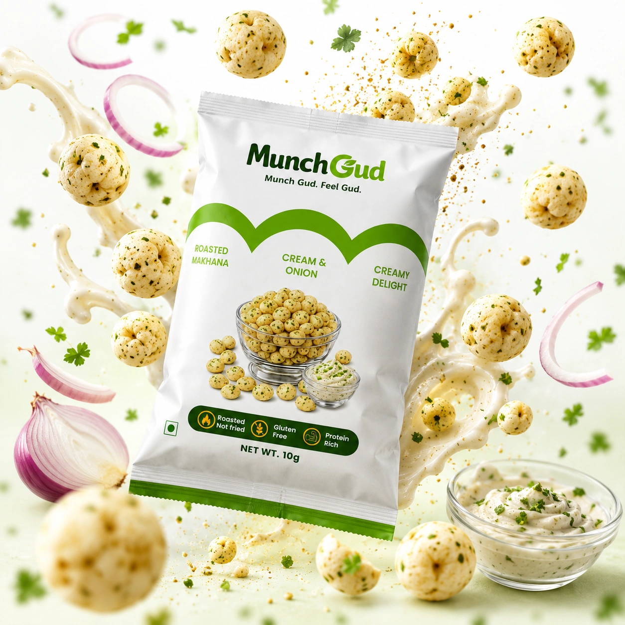 Roasted Cream & Onion Makhana – Pack of 10 (10g each) gallery thumbnail