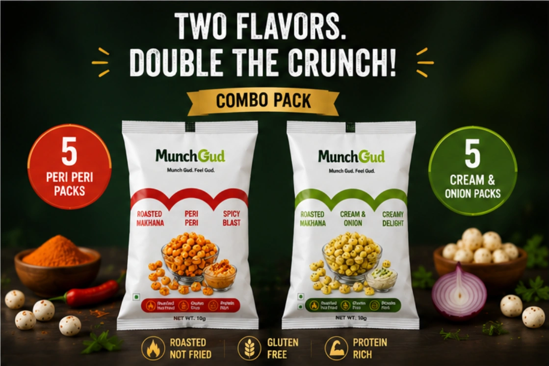 Combo – Roasted Peri Peri & Cream & Onion Makhana (10 x 10g) gallery thumbnail